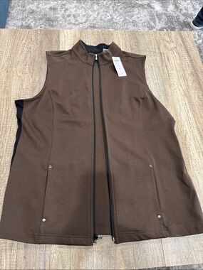 Chico's Brown Sleeveless Zip-Front Vest